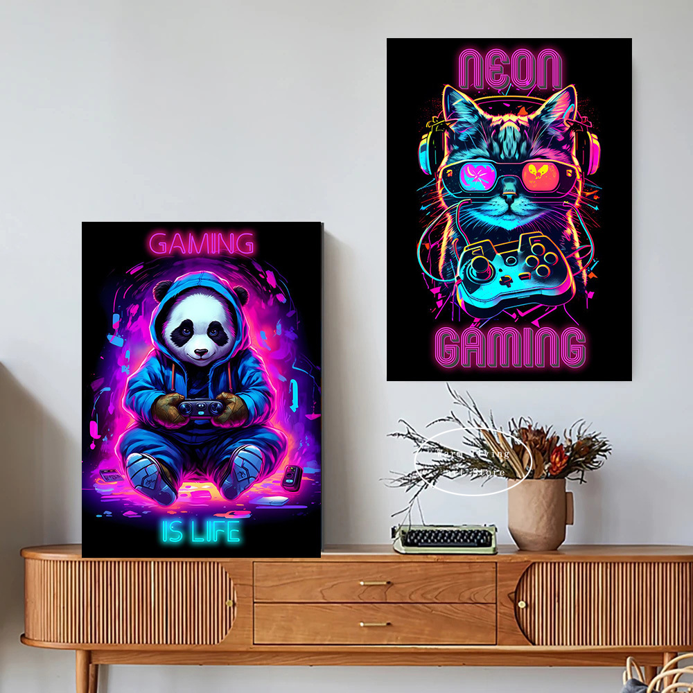 90s Colorful Neon Gamer Contro - đánh giá và giá Esports Gaming Poster