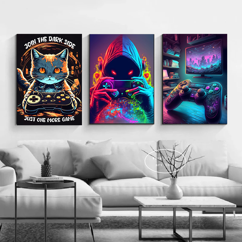 90s Colorful Neon Gamer Contro - đánh giá và giá Esports Gaming Poster