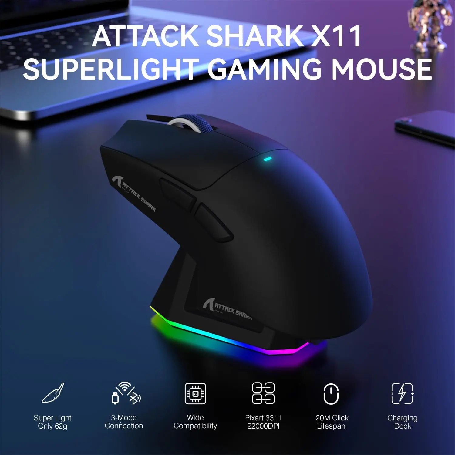 ATTACK SHARK X11 Lightweight T - đánh giá và giá Esports Gaming Mice