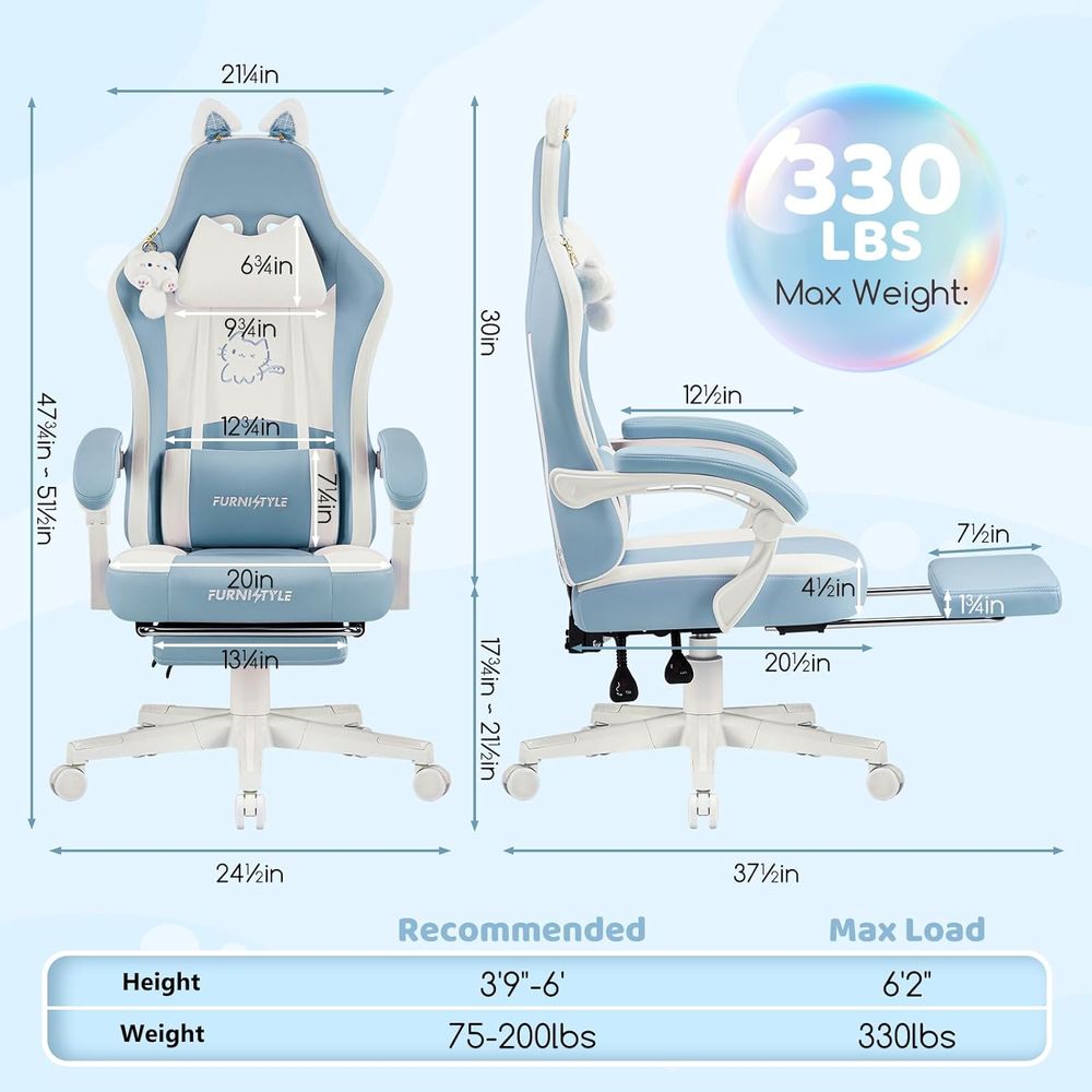 Ergonomic Blue/White Gaming Ch - đánh giá và giá Gaming & Esports District