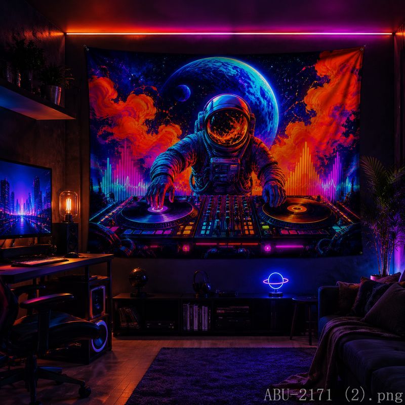 Space Astronaut Disc Tapestry  - đánh giá và giá Esports Gaming Bar